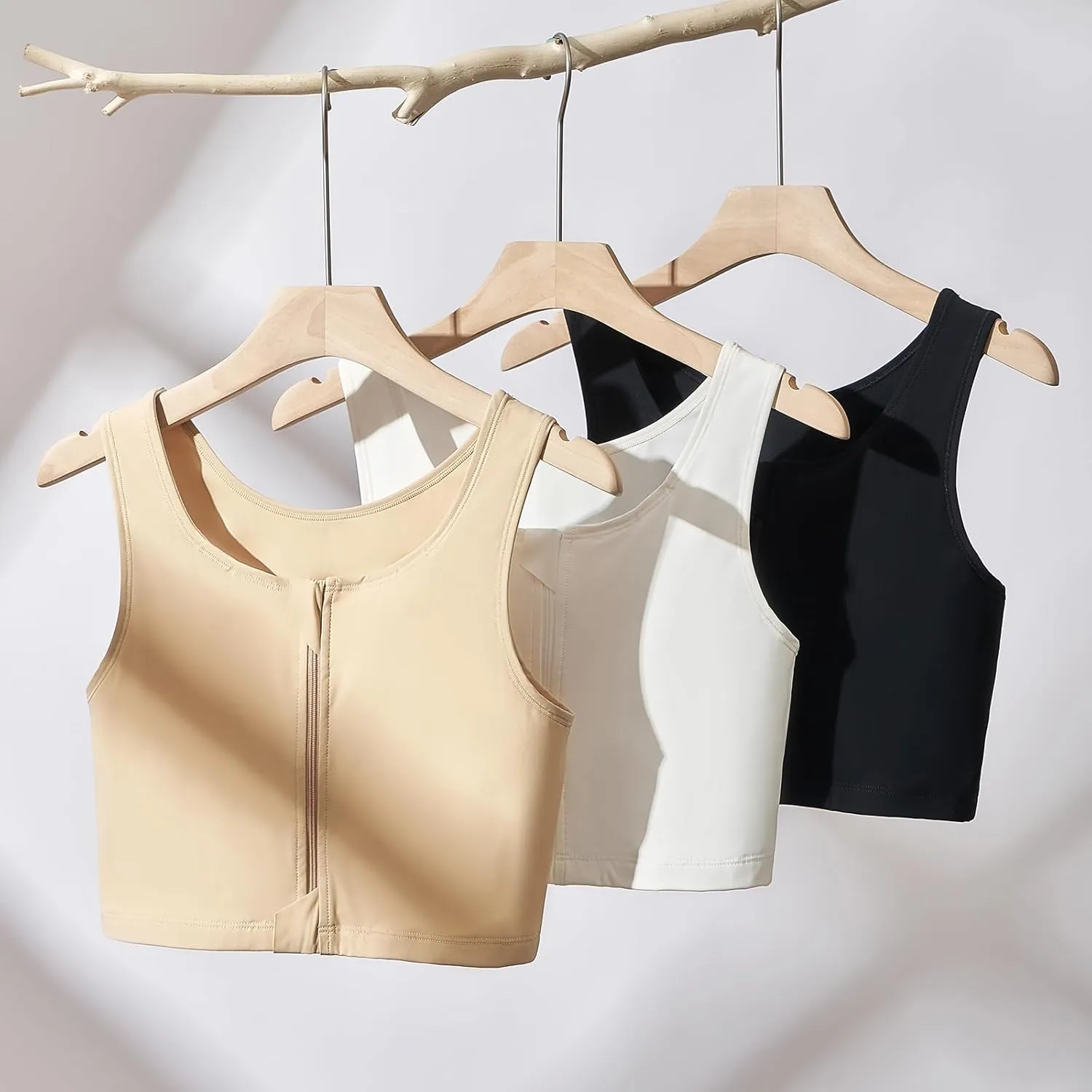 Transgender FTM Chest Binder Half Zip Up Binder Bra Breathable Breast Binder