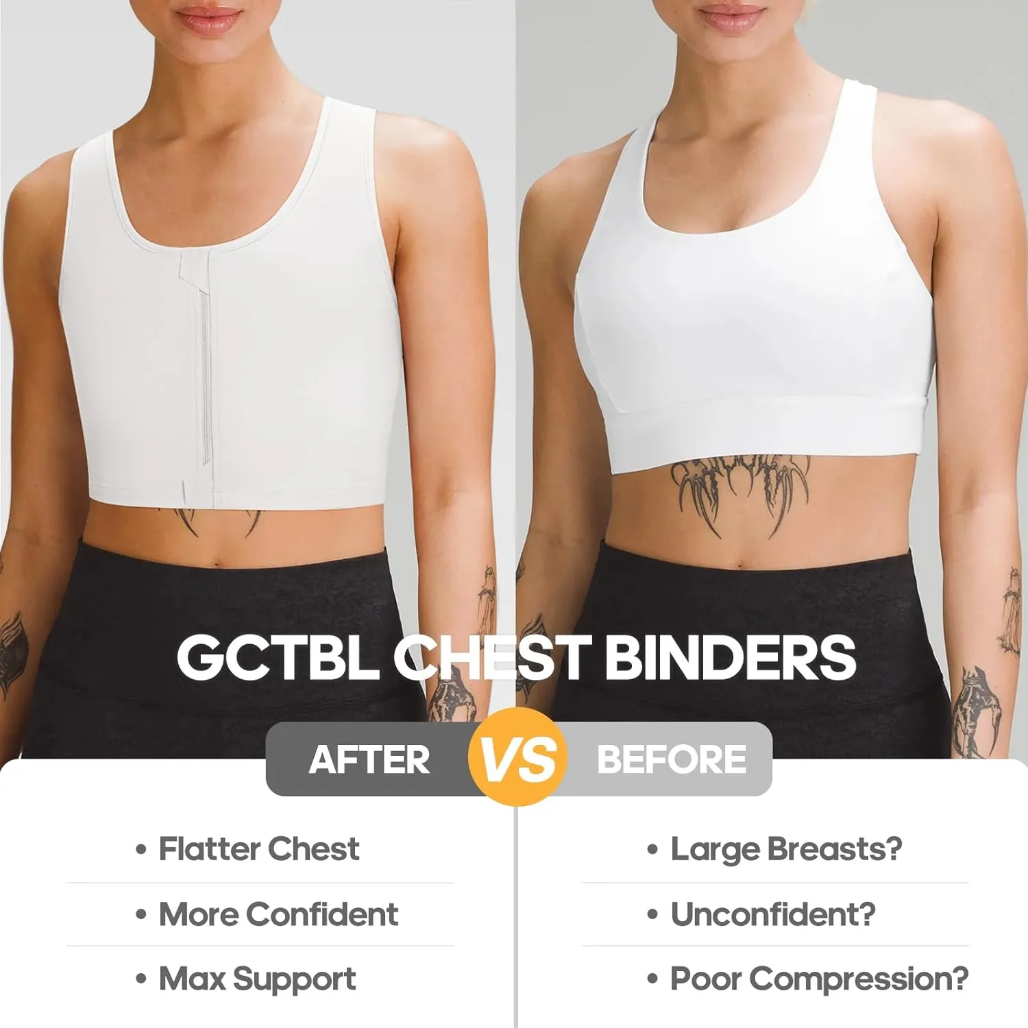 Transgender FTM Chest Binder Half Zip Up Binder Bra Breathable Breast Binder