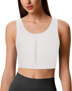 Transgender FTM Chest Binder Half Zip Up Binder Bra Breathable Breast Binder