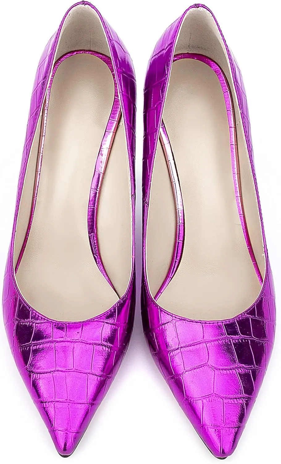UP2STEP Women Fashion Patent Vegan Leather Printed Wedge High Heeled Slip on Slide Dress Shoes