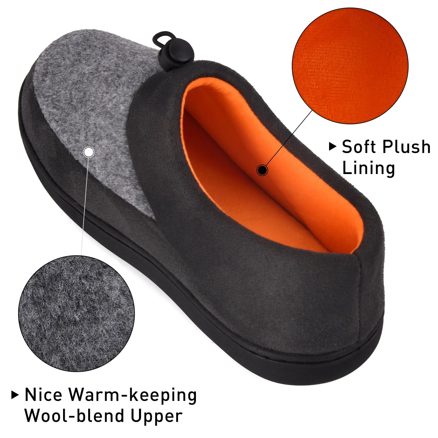 VONMAY Men's Slippers House Shoes Moccasin Warm Memory Foam Adjustable Indoor Outdoor