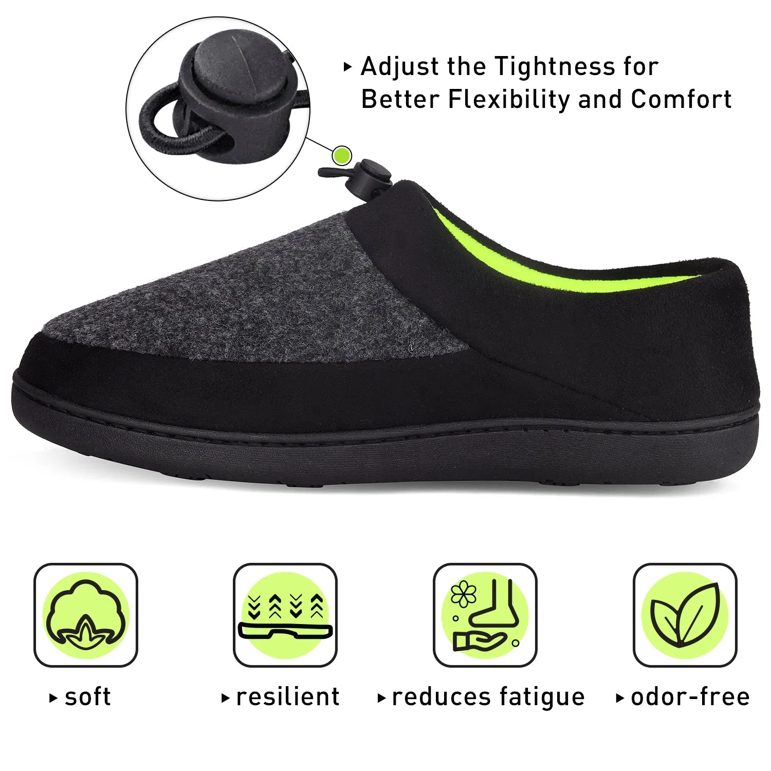VONMAY Men's Slippers House Shoes Moccasin Warm Memory Foam Adjustable Indoor Outdoor