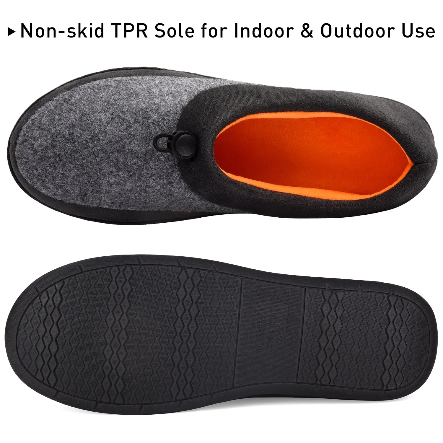 VONMAY Men's Slippers House Shoes Moccasin Warm Memory Foam Adjustable Indoor Outdoor