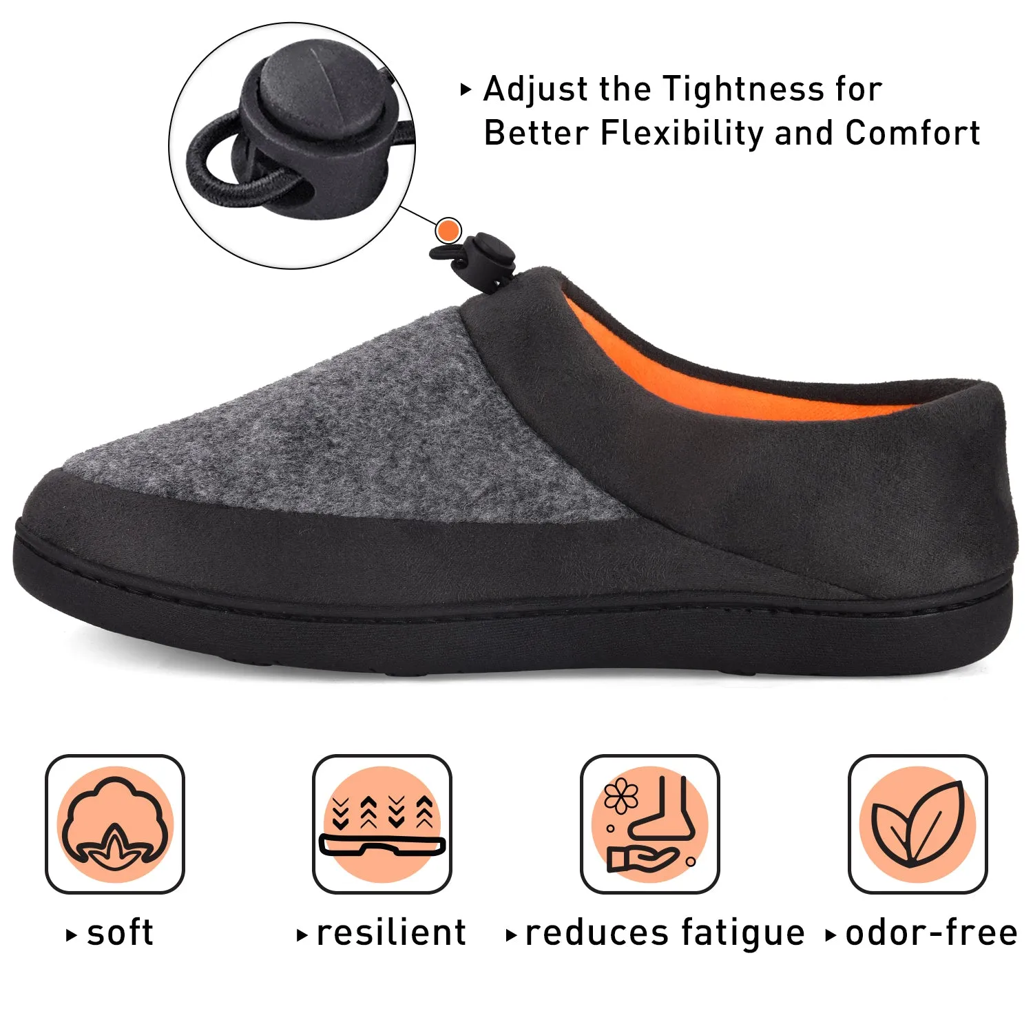 VONMAY Men's Slippers House Shoes Moccasin Warm Memory Foam Adjustable Indoor Outdoor
