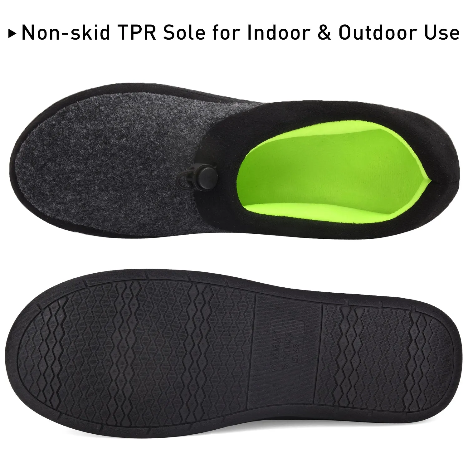 VONMAY Men's Slippers House Shoes Moccasin Warm Memory Foam Adjustable Indoor Outdoor