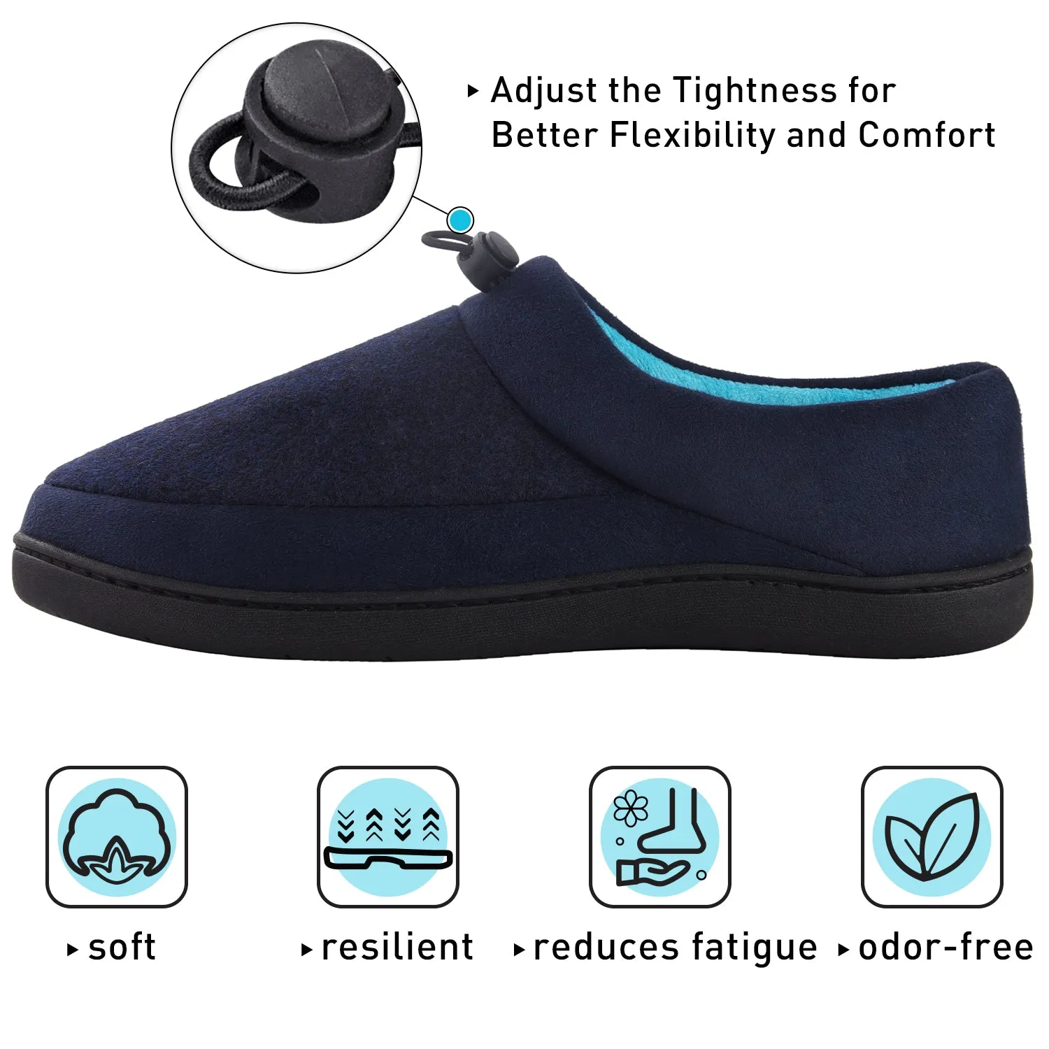 VONMAY Men's Slippers House Shoes Moccasin Warm Memory Foam Adjustable Indoor Outdoor