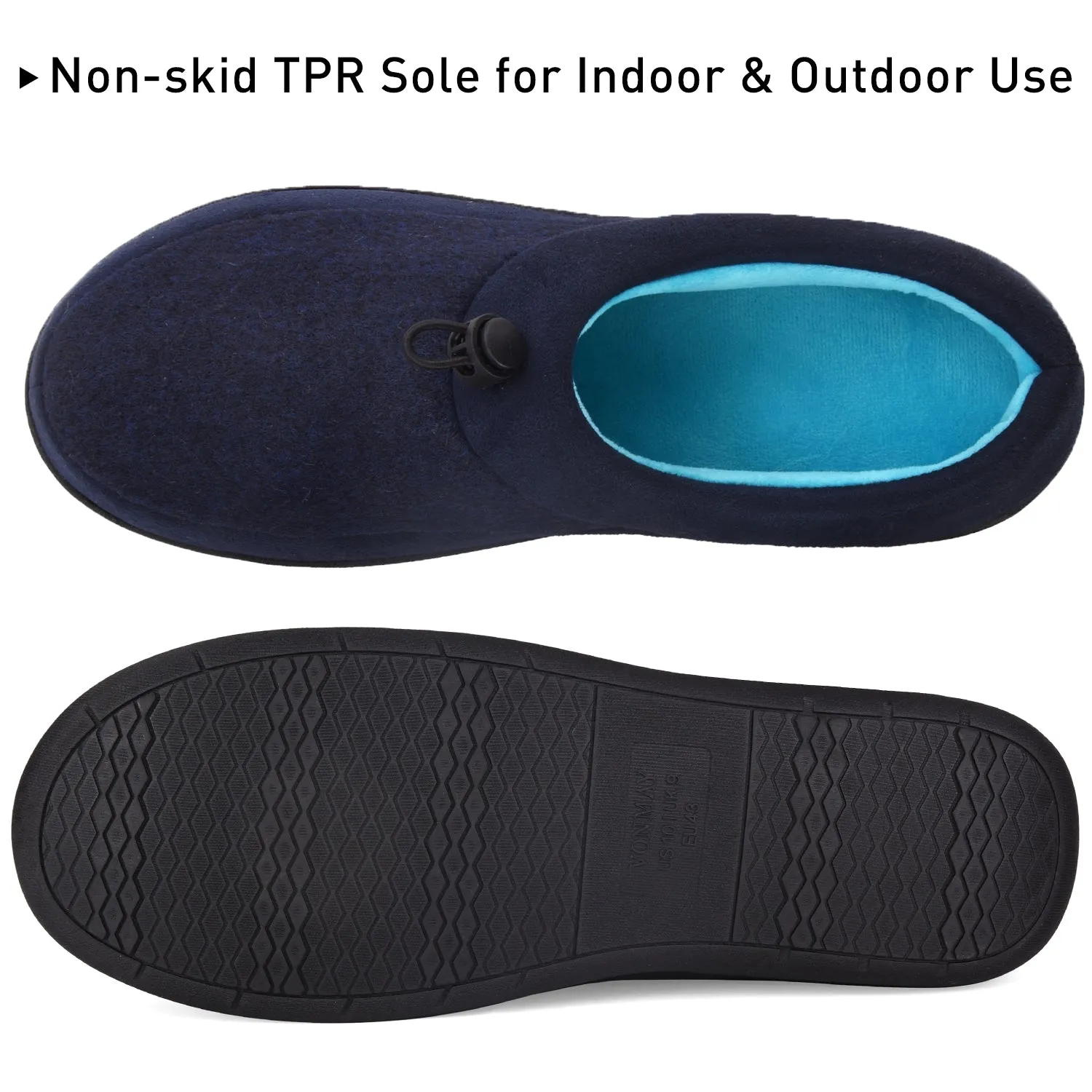 VONMAY Men's Slippers House Shoes Moccasin Warm Memory Foam Adjustable Indoor Outdoor