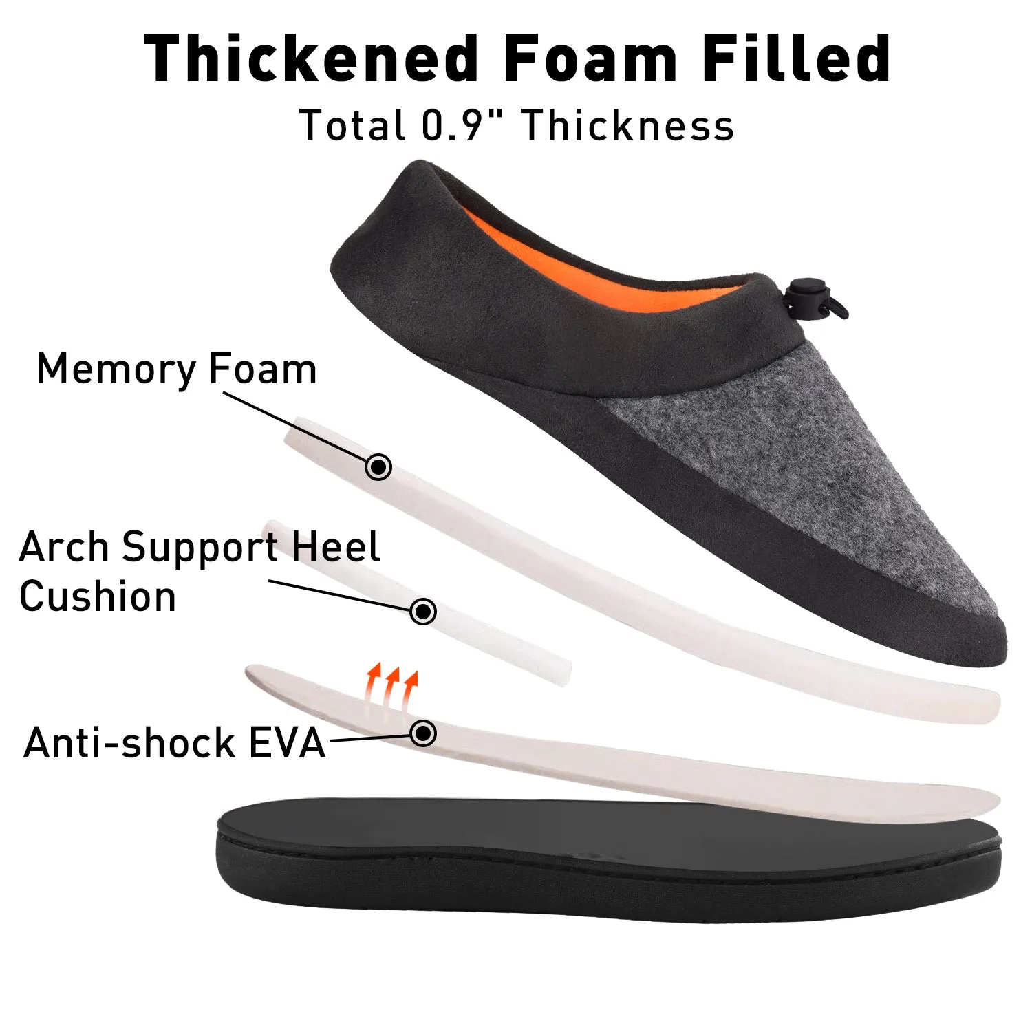 VONMAY Men's Slippers House Shoes Moccasin Warm Memory Foam Adjustable Indoor Outdoor