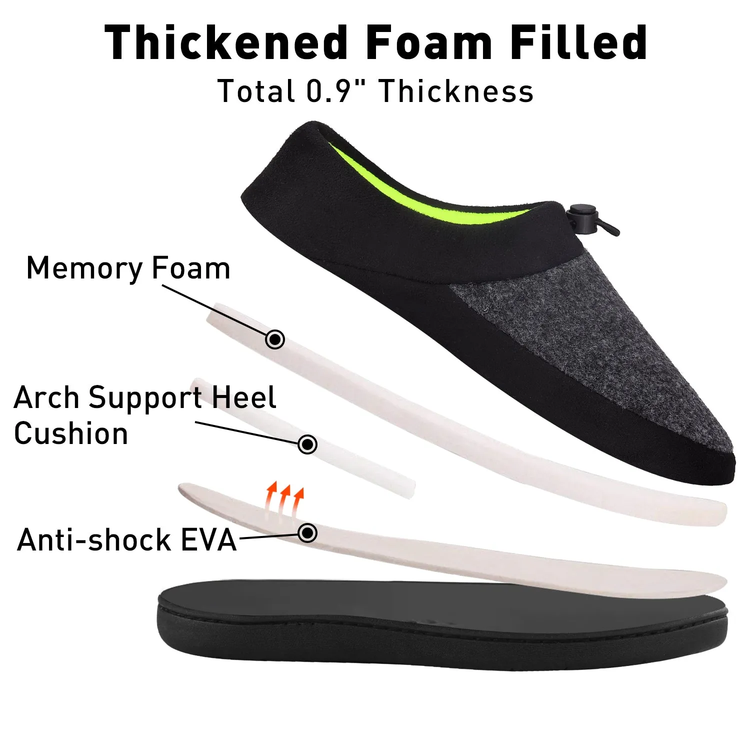 VONMAY Men's Slippers House Shoes Moccasin Warm Memory Foam Adjustable Indoor Outdoor