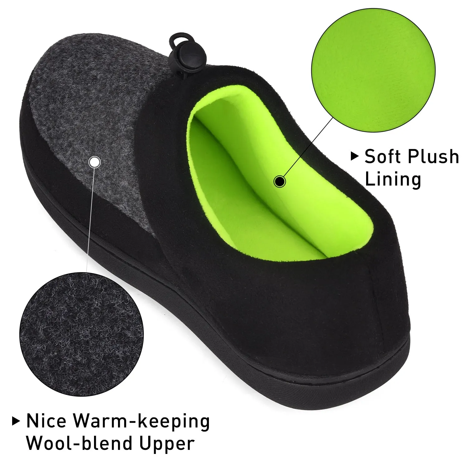 VONMAY Men's Slippers House Shoes Moccasin Warm Memory Foam Adjustable Indoor Outdoor