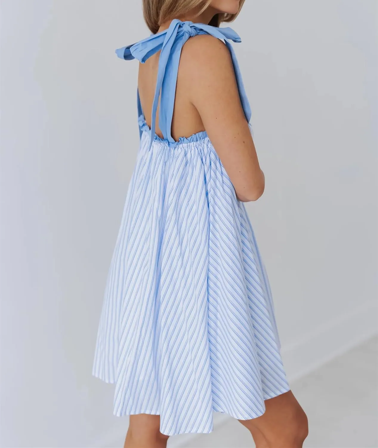 Women Y2k Babydoll Flowy Mini Dress Sleeveless Strap Square Neck Floral Loose Ruffle Going Out Short Sundress