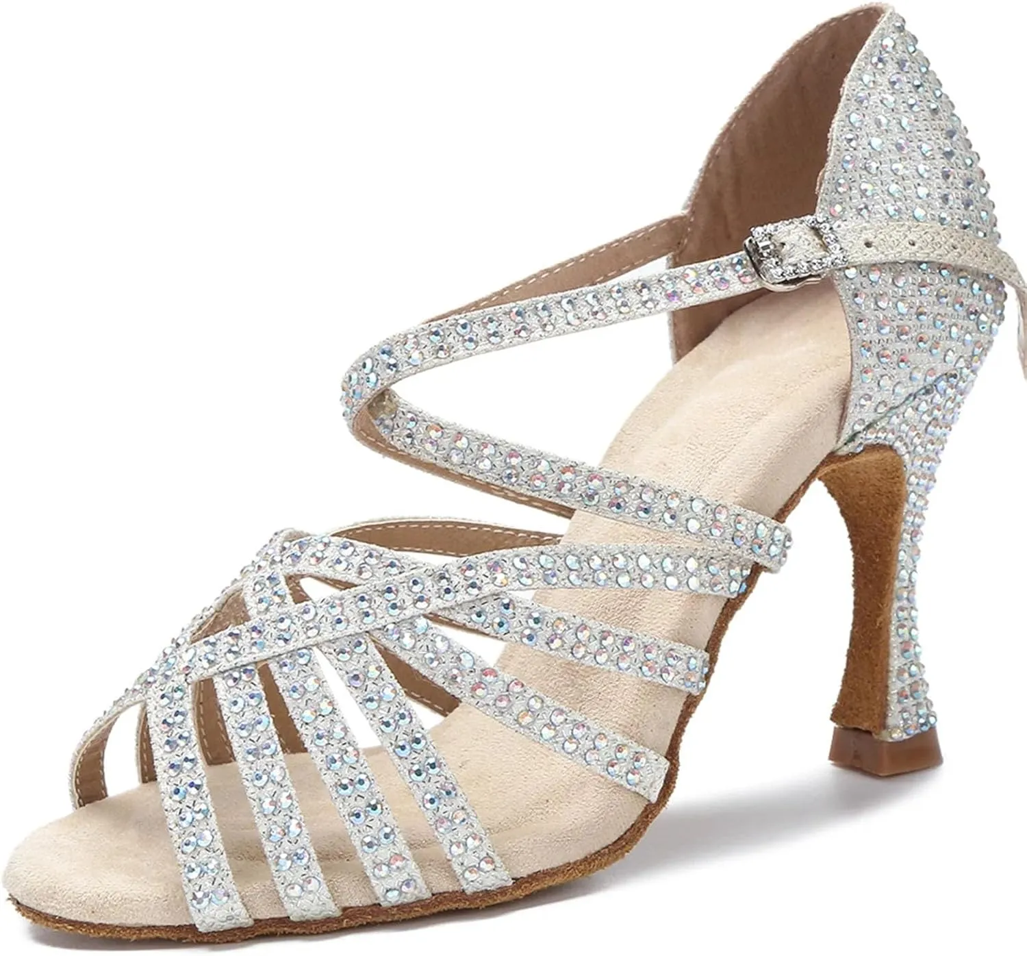 Women's Crystal-Training Sneakers - Adjustable Laces for Dance-Inspired Rehearsals (6CM/2.36")