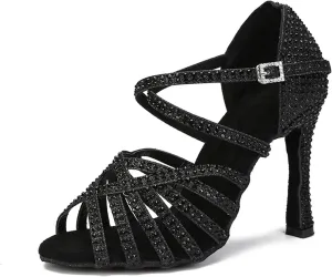 Women's Crystal-Training Sneakers - Adjustable Laces for Dance-Inspired Rehearsals (6CM/2.36")