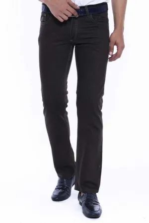 WSS Washed Fabric Brown Men Jean Pants  - Singen