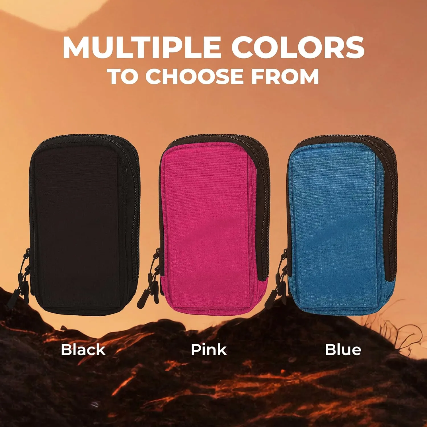 XL StrapPack Two Zipper Clip-On Pouch (Black), Travel Wallet, Backpack Pouch, Passport Holder
